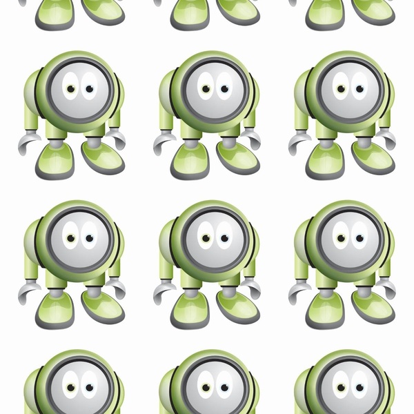 Papel De Parede Adesivo Lavável Robô Redondo Verde 15m