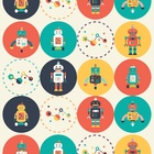 Papel De Parede Adesivo Lavável Robôs Coloridos 18m