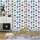 Papel De Parede Adesivo Lavável Robôs De Fundo Azul 18m
