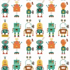 Papel De Parede Adesivo Lavável Robôs De Fundo Branco 15m