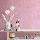 Papel De Parede Adesivo Lavavel Rosa Modelo Glitter Flores Fu