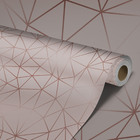 Papel De Parede Adesivo Lavavel Sala Rosa Chá Geométrico 12m