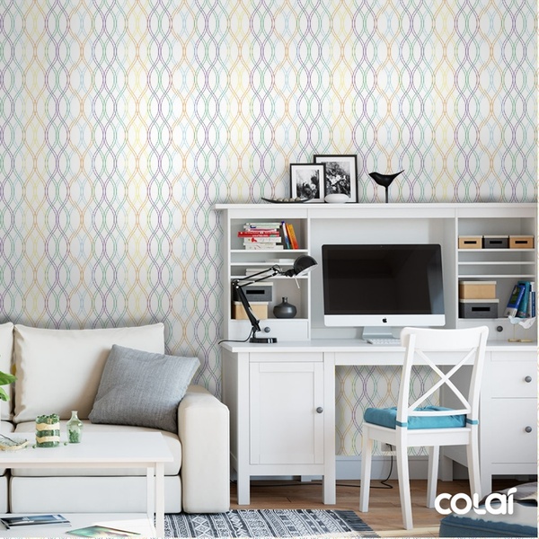 Papel De Parede Adesivo Lavável Sinuosas Coloridas 3m