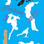 Papel De Parede Adesivo Lavável Skate Fundo Azul 9m