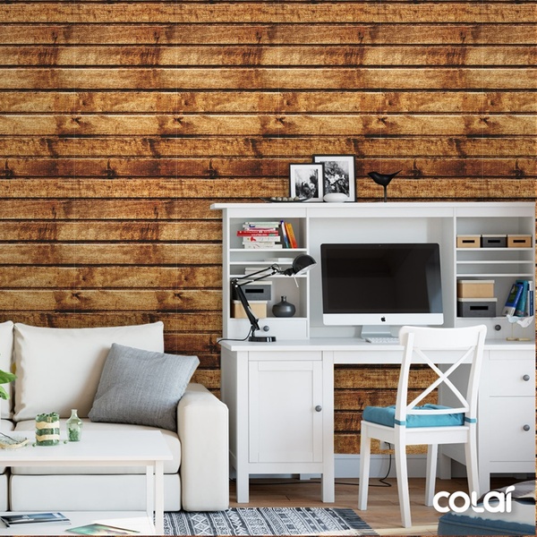 Papel De Parede Adesivo Lavável Tábuas De Jacarandá 6m