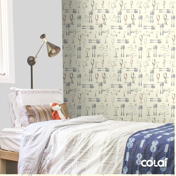 Papel De Parede Adesivo Lavável Talheres De Ferro 12m