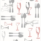 Papel De Parede Adesivo Lavável Talheres E Taças 18m