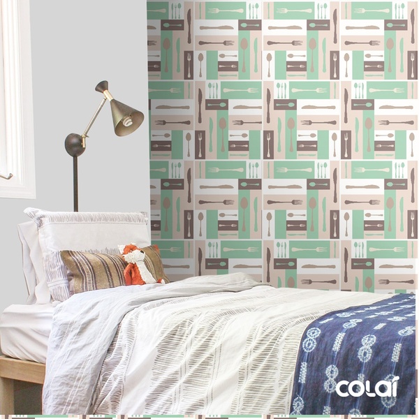 Papel De Parede Adesivo Lavável Talheres Marrom 12m