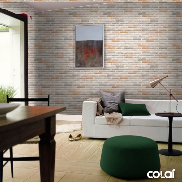 Papel De Parede Adesivo Lavável Tijolo  De Barro Claro 18m