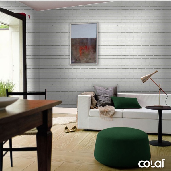 Papel De Parede Adesivo Lavável Tijolo Cinza 6m