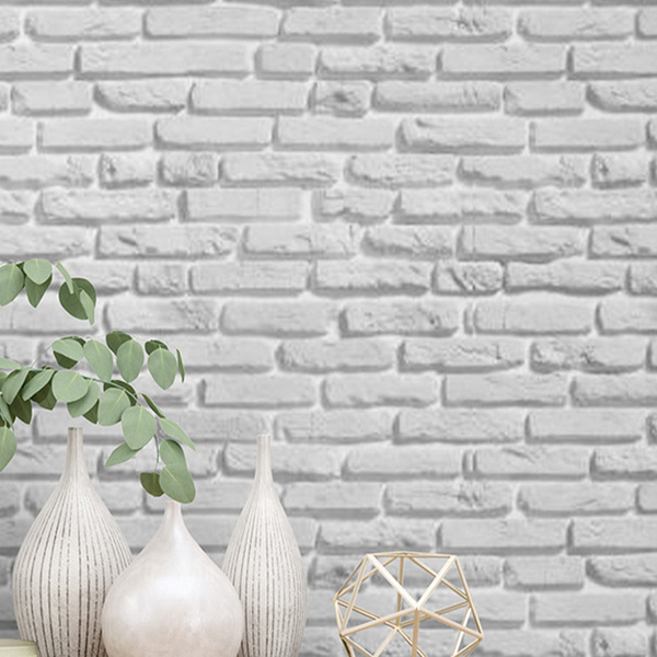 Papel De Parede Adesivo Lavável Tijolo Cinza Escuro 6m