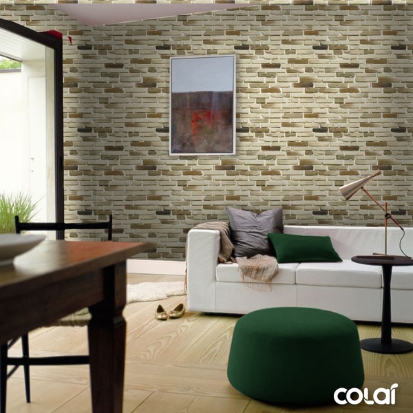 Papel De Parede Adesivo Lavável Tijolo Claro Irregular 12m