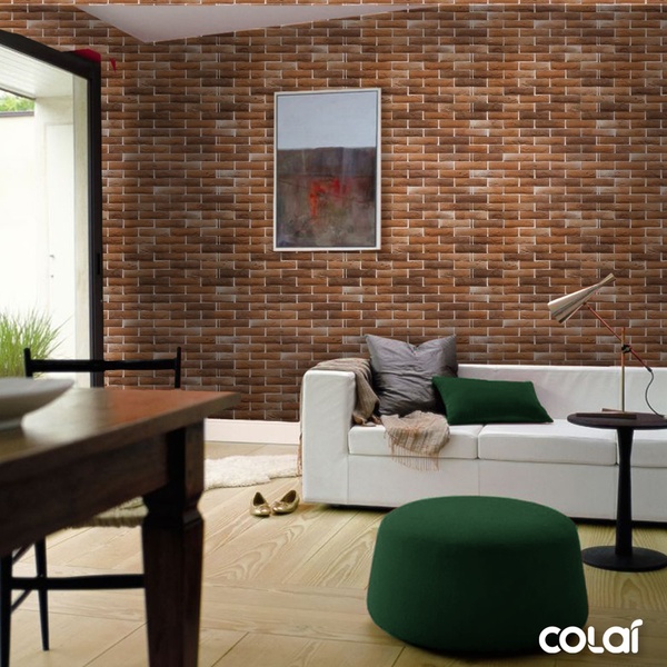 Papel De Parede Adesivo Lavável Tijolo De Barro Marrom 9m