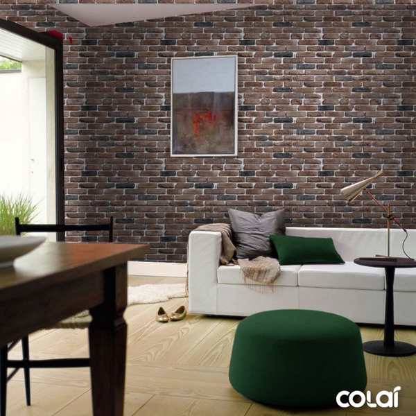 Papel De Parede Adesivo Lavável Tijolo Habitual Escuro