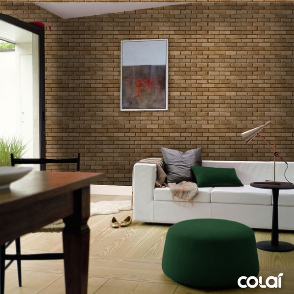 Papel De Parede Adesivo Lavável Tijolo Marrom 15m