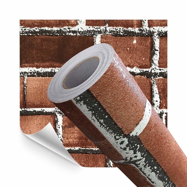 Papel De Parede Adesivo Lavavel Tijolo Rustico Vermelho 280x6