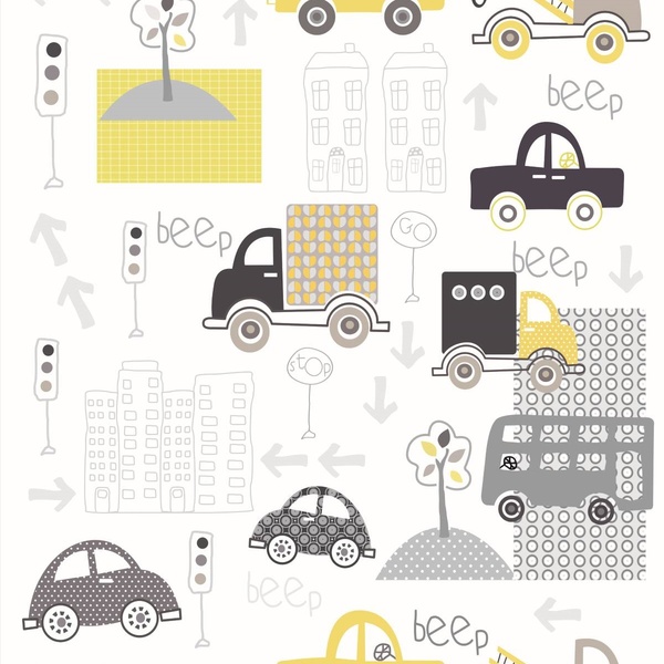 Papel De Parede Adesivo Lavável Trânsito Engraçado 15m