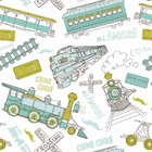 Papel De Parede Adesivo Lavável Trens 15m