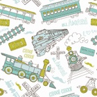 Papel De Parede Adesivo Lavável Trens 9m