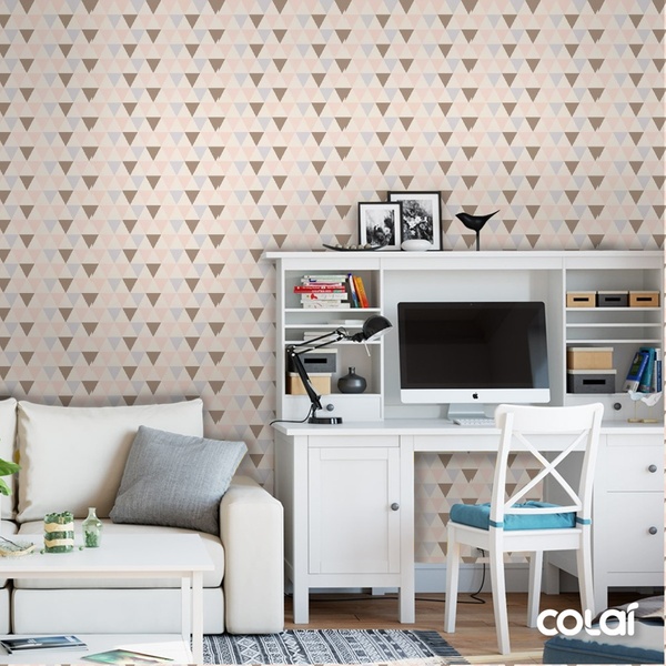 Papel De Parede Adesivo Lavável Triangular 6m