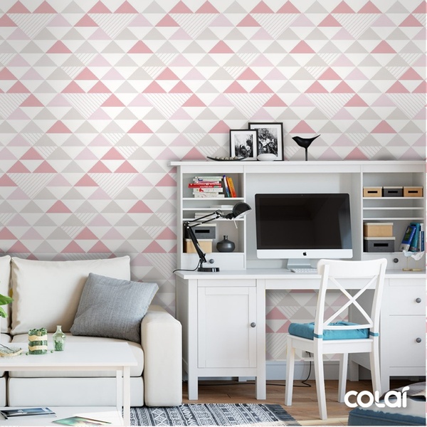 Papel De Parede Adesivo Lavável Triângulo Com Listras 9m