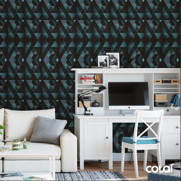 Papel De Parede Adesivo Lavável Triângulo Degrade 15m