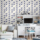 Papel De Parede Adesivo Lavável Triângulos Azuis 3m