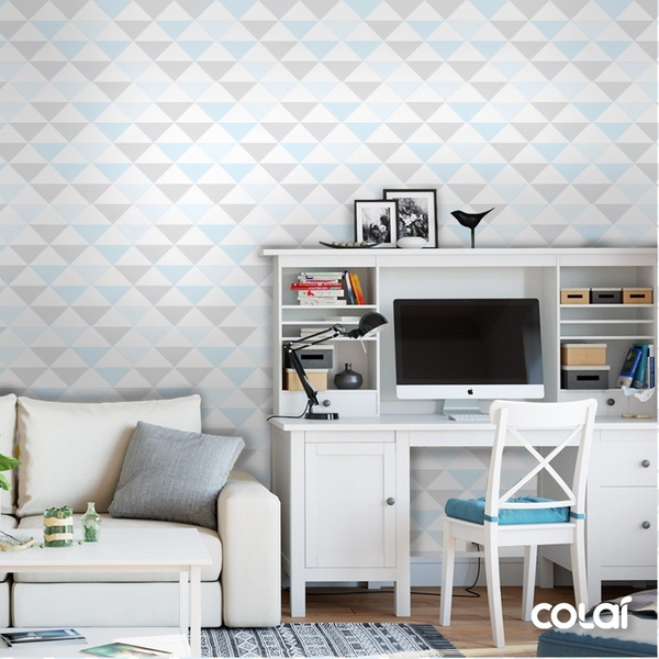 Papel De Parede Adesivo Lavável Triângulos Frios 15m