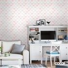 Papel De Parede Adesivo Lavável Triângulos Rosa Bebê 15m