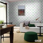 Papel De Parede Adesivo Lavável Triângulos Verdes 15m