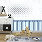 Papel De Parede Adesivo Lavável Ursinho Coroado Azul 15m