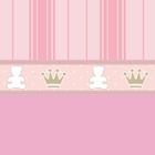 Papel De Parede Adesivo Lavável Ursinho Rosa Coroado 12m