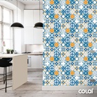 Papel De Parede Adesivo Lavável Vidrado Português Azul 6m