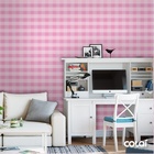 Papel De Parede Adesivo Lavável Xadrez Rosa 3m
