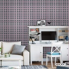 Papel De Parede Adesivo Lavável Xadrez Verde Com Rosa 9m