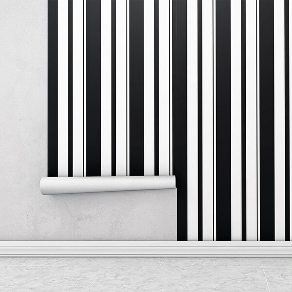 Papel De Parede Adesivo Listrado  Preto Branco Para Sala E Qu