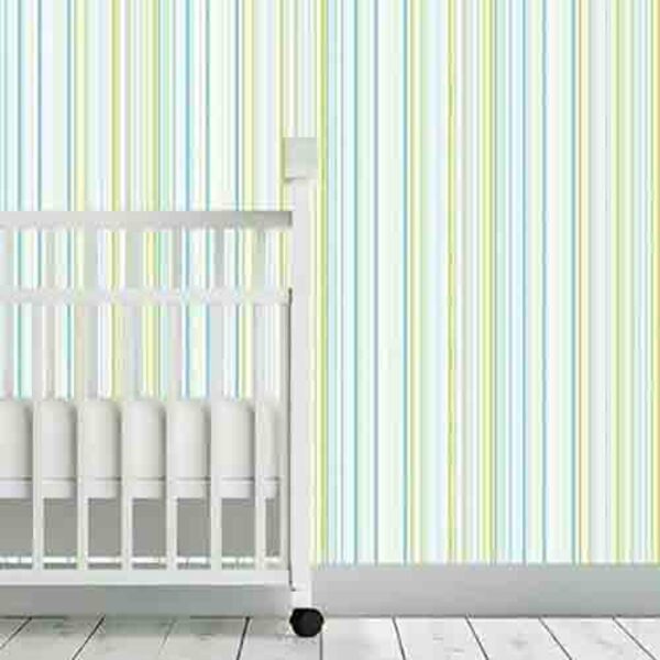 Papel De Parede Adesivo Listrado Azul Verde 3