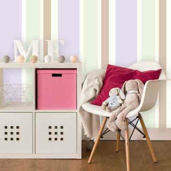 Papel De Parede Adesivo Listrado Baby Coral 1215