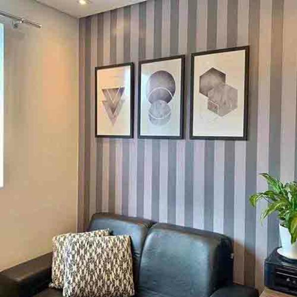 Papel De Parede Adesivo Listrado Cinza 1117