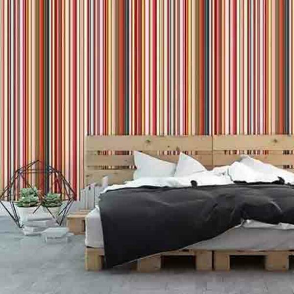 Papel De Parede Adesivo Listrado Colorido 578