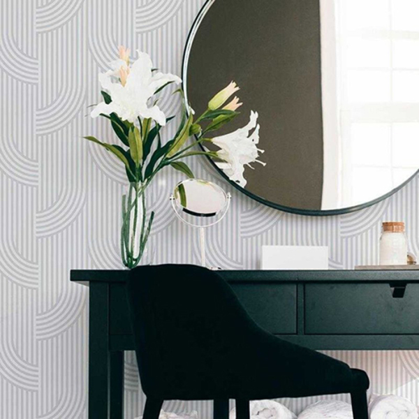 Papel De Parede Adesivo Listrado Curvas N06211
