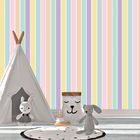Papel De Parede Adesivo Listrado Infantil Candy Color 3,50m