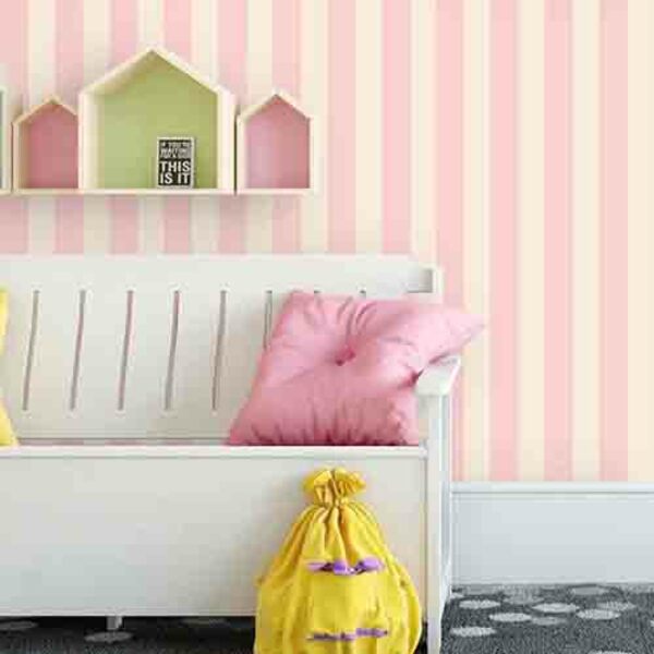 Papel De Parede Adesivo Listrado Rosa 303