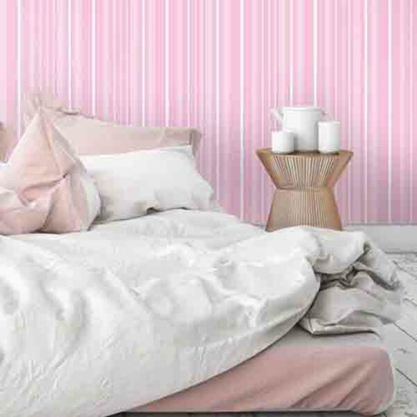 Papel De Parede Adesivo Listrado Rosa 6