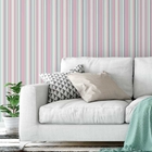 Papel De Parede Adesivo Listrado Rosa Bebê Azul Branco Para S