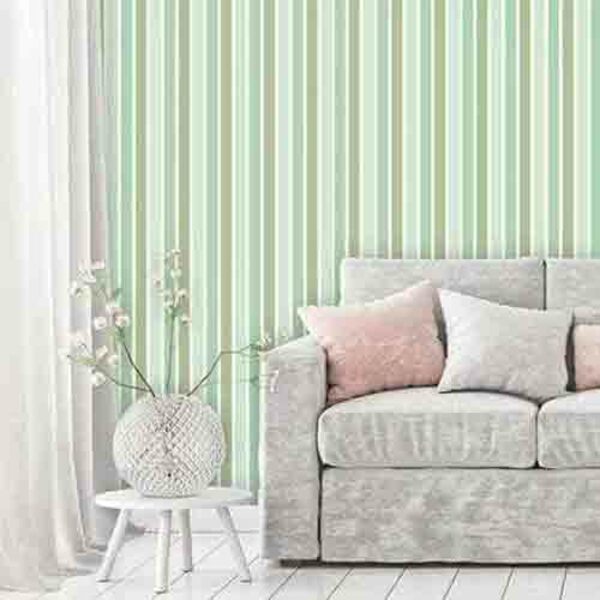 Papel De Parede Adesivo Listrado Verde 1168