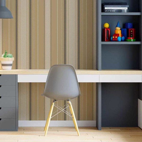 Papel De Parede Adesivo Listras Bege Preto N06239