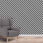 Papel De Parede Adesivo Listras Preto E Branco Diagonal - 60x