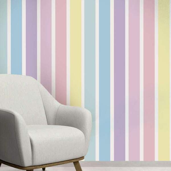 Papel De Parede Adesivo Listras Tons Leves Vinílico 60x300cm