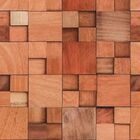 Papel De Parede Adesivo Madeira Quadrados Tons De Tijolo 3mx5